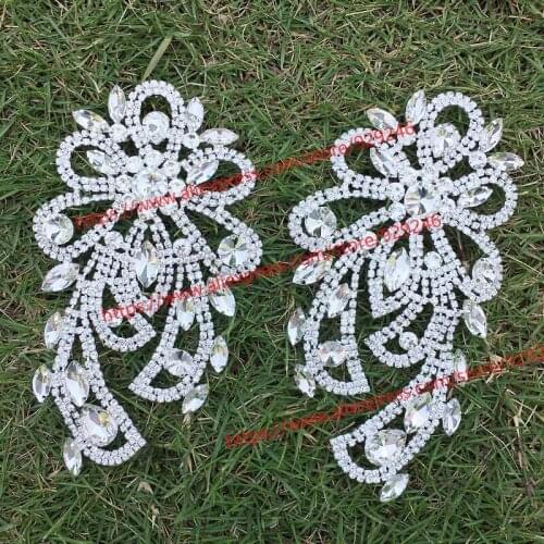 High-quality glass crystal rhinestone applique for over coat decoration strass trims in paris for bridal wedding ornaments