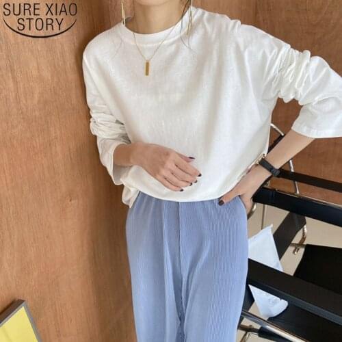 Street Style Cotton Solid Plus Size Oversize Women White Long T-shirt Tees Spring Autumn 2021 Loose Top Long Sleeve Clothes 9670