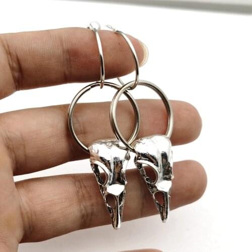 1 pair Raven Skull earring Raven Magpie Crow Poe Gothic Gift Creative craft Raven Skull earrings Goth Bird Skull Jewelry