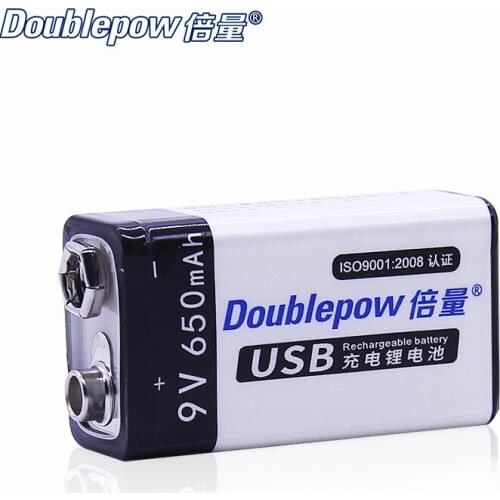 1 pcs. Doublepow DP-9V 650mAh USB Li-ion rechargeable batteries Smart Battery Replacement Wireless Microphone KTV Instrument toy