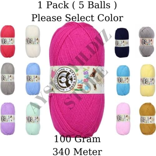 1 Pack ( 5 Balls ) Madame Tricote ( Oren Bayan ) Lux Baby Hand Knitting Yarn Paris %50 Acrilyc %50 Polyamide Crochet Tool Kit