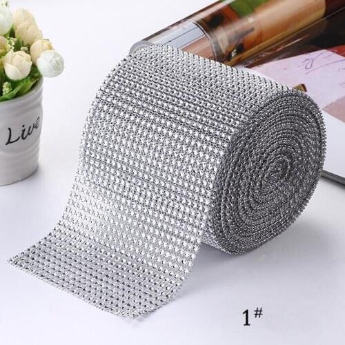 1Yards 4.75" Width Gold & Silver Sparkling Diamond Mesh Wrap Crystal Rhinestone Ribbon Wedding Home Decoration DIY Accessories