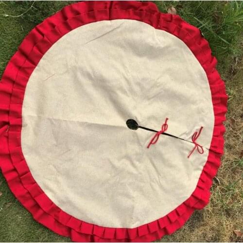 10pcs Wholesale Monogrammed Linen Cotton Burlap Christmas Tree Skirt Decoration Gifts for Home mix 2 color SN1240
