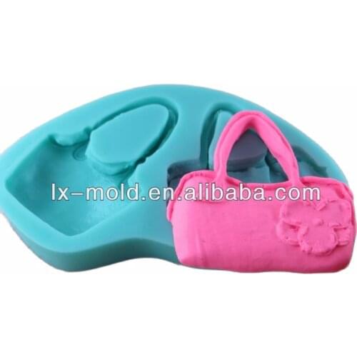 2 Designs Lady Hand Bag Chocolate Silicone Mold For Cake Decorating Tools