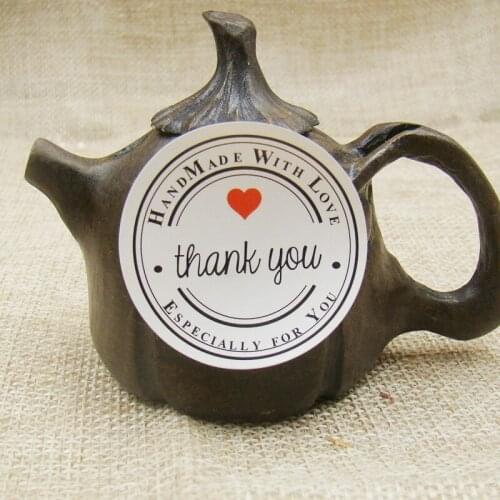 240pcs 3.5cm round shape white/Kraft sticker label custom thank you Seal Label Sticker,gift Stickers "with Red heart printing