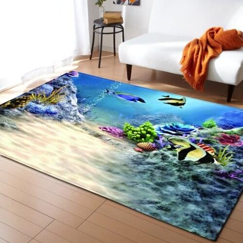 3D Coral fish ocean landscape Carpets Living Room Bedroom Parlor Tea Table Area Rug Mat Soft Flannel Large Rug home decor