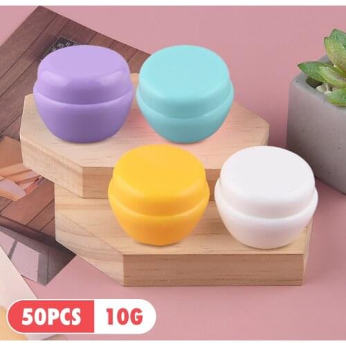 50pcs Cosmetic Jars 10g Small Empty Plastic Container Face Cream Lotions Makeup Storage Boxes for Home Travel Business Trip