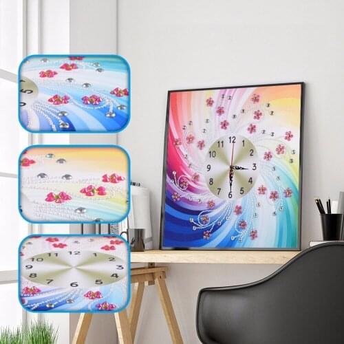 5D Special Shaped Diamond Painting Embroidery Wall Clock DIY Flower Painting Diamond Cross Stitch Diamond Crafts Decor Paintings