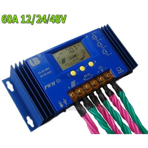 60A 12V 24V 48V Auto PWM Solar Battery Panel Charge Controller Regulator suitable for kinds of batteries Acid ,Lithium battery