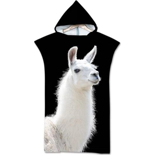 Free shipping Novelty Birthday Holiday Gift Alpaca Llama Unicorn Hooded Beach Towel Poncho Pool Swim Surf Spa Bath