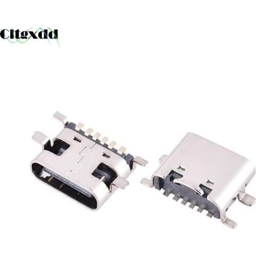 Cltgxdd 10Pcs/Lot Micro USB 3.1 Jack Type-C 6Pin SMD Female Connector For Mobile Phone USB3.1 Type C Charging Port Charge Socket