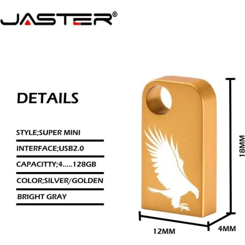 JASTER Super mini usb flash drive 8GB metalen pendrive 64GB memory stick 16GB cle usb 2.0 pen drive 32GB flash disk 128GB