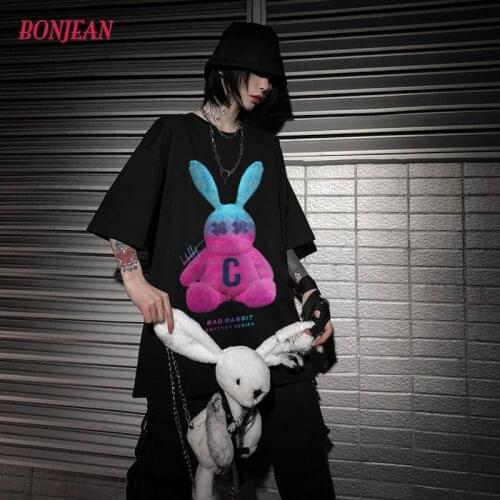 Harajuku Oversized 3XL Bear T-shirt Pink 2020 Women Fashion Clothing High Quality Pure Cotton Summer Loose Half-Sleeved Women