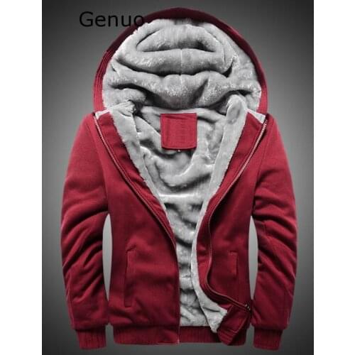 Genuo Mens Winter Jacket Casual Plus Velvet Coat Men Jackets Hooded Outwear Warm Parka Men Jackets Zipper Hoodie US Size S-5XL