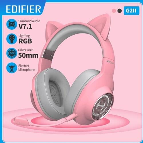 EDIFIER G2II Gaming Headset 7.1 Surround Sound 50mm driver unit RGB dynamic backlight system Microphone with noise cancellation