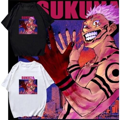 Cool Ryomen Sukuna Same Style Tshirt Anime Jujutsu Kaisen T-Shirt Men Short Sleeve Manga Tops Unisex Fashion Streetwear Tee