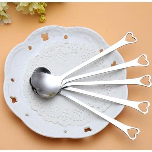 Creative Heart Shape Stainless Steel Tea Coffee Spoon Dessert Sugar Stirring Spoon Ice Cream Yogurt Honey Spoon Kitchen Gadgets