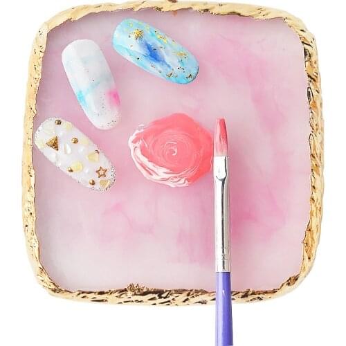 Square False Eyelashes Glue Palette Stand Pad Pallet Resin Agate Stone Mixing Paint Plate Pad DIY Fake Lashes Extension Tool