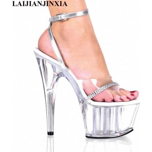 LAIJIANJINXIA Super High Heels 15 cm High Nightclub Sexy Sandals Crystal Shoes Stage Model Fashion Runways For Womens Shoes