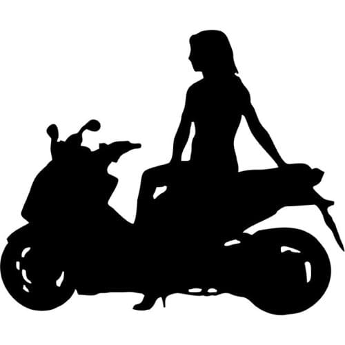MIGNATIS - Woman Sitting on a Motorcycle Vehicle and Wall Sticker Mural Art Decal For Car Window Loptop Decoration Vinyl sticker