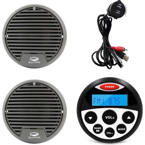 Marine Radio Boat Stereo Bluetooth Receiver FM AM Car MP3 Player+3inch Waterproof Speaker+Marine USB Audio Cable For RV ATV Pool