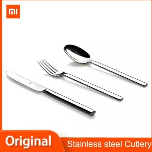 Xiaomi Huohou Stainless Steel Cutlery Mirror polished simple and elegant design Steak Knife Fork Spoon Set Household Tableware