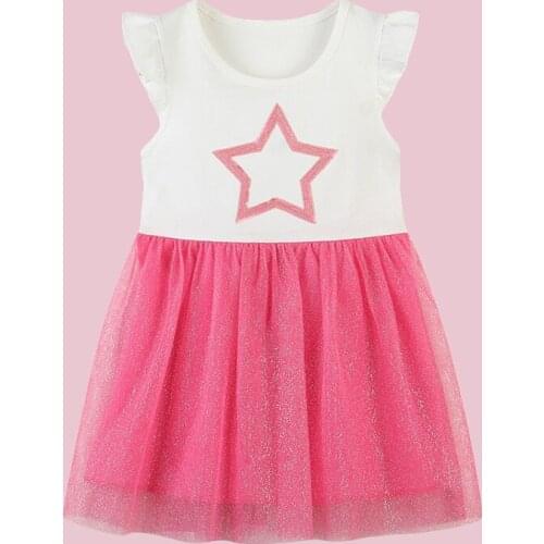 New Summer Pink Star Pettiskirt Girls Princess Dress Gauze Summer Dress