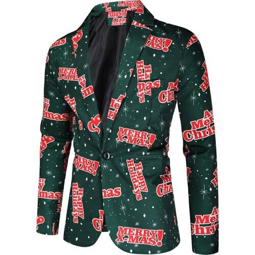 New style Casual Suit Jacket Plus Size Singer Costume Wedding Groom Prom Party Blazers Christmas Printing Business Suit S-4XL