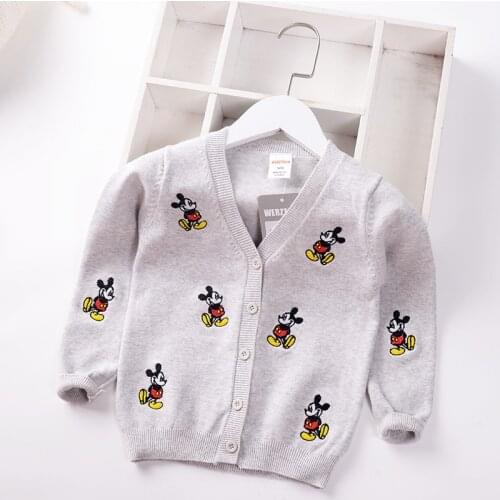 Autumn Toddler Kids Clothes Mickey Mouse Embroidery Knit Sweater Girls Cardigan Little Boys Tops Korean Winter Children Outfits