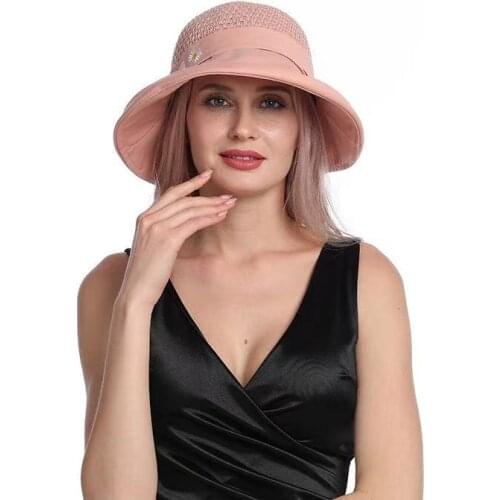 Bucket Hat Spring And Summer New Cut Out Stitching Knitted Hat Top Embroidery Daisy Panama Cap Beach Sun Fishing Hat