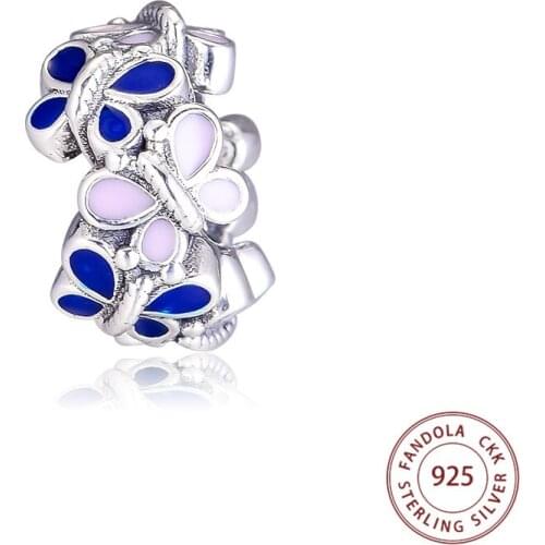 Authentic 925 Sterling Silver Butterfly Arrangement Spacer Beads Fits Original Bracelets Charms for Jewelry Making Berloques