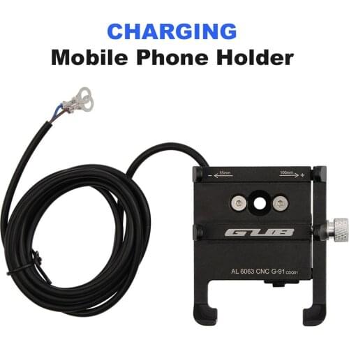GUB G-91 Aluminum Alloy Mobile Phone Holder USB Rechargeable Bicycle Mount Electric Motorcycle Scooter Mobile Handlebar Stand
