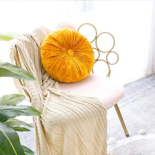 Nordic Seat Cushion Anti-decubitus Home Decor Round Pumpkin Shape Throw Pillow Solid Velvet Massage Cushions