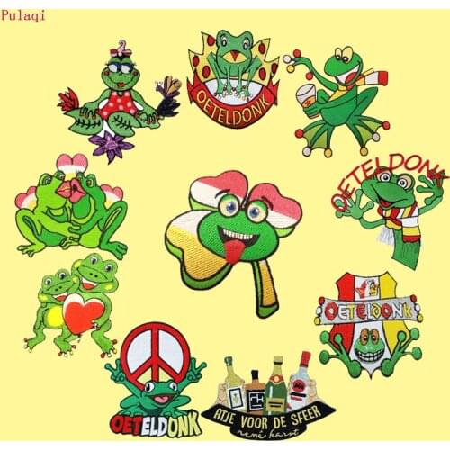 Pulaqi Oeteldonk Embleem Emblemen Full Embroidered Frog Carnival For Netherland Iron On Embroidered Clothes Patches For Clothing