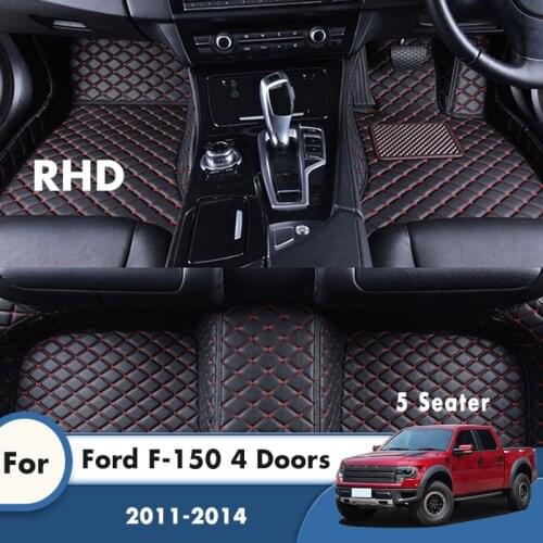 RHD Carpets Rugs For Ford F-150 2014 2013 2012 2011 4 Doors 5 Seater Car Floor Mats Leather Custom Auto Interior Accessories