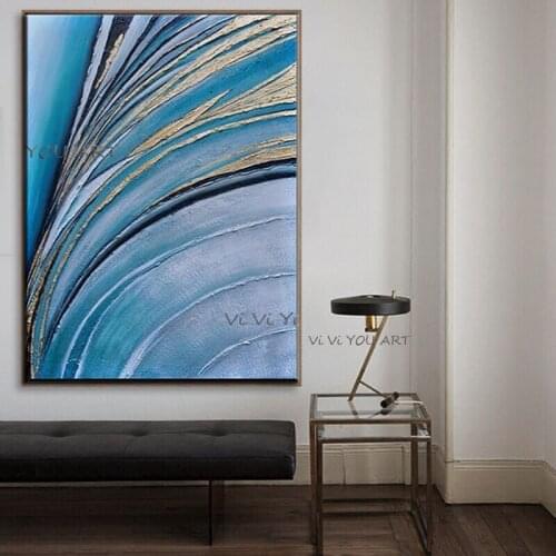 Hand Oil Painting Light Luxury Gold Foil Decorative Abstract Porch Corridor Vertical Version Nordic Post Modern Mural Customizat