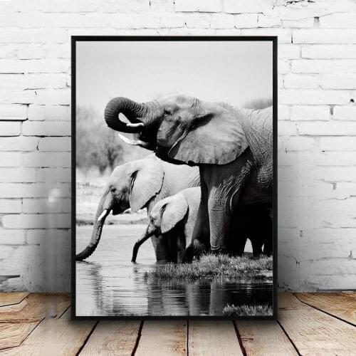 Nordic Black and White Poster Africa Animal Elephant Canvas Wall Art Print Painting Picture for Living Room Home Decoration