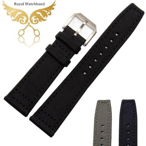 20mm 21mm 22mm Replacement Watch Band Black High Quality Nylon Genuine Leather Watch Band Strap Bracelets For Pilot