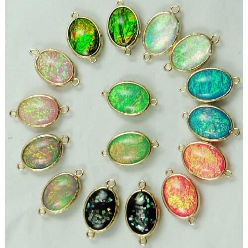 10PC Resin Double Loop Connector Faux Opal Charms Pendant Bracelet Earring Necklace Connector DIY for Jewelry Making Accessories