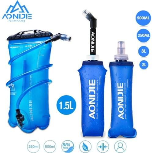 AONIJIE Soft Flask Water Bottle Bladder Folding Collapsible Water Bags TPU Free Running Hydration Pack Waist Bags SD09/10 500ml