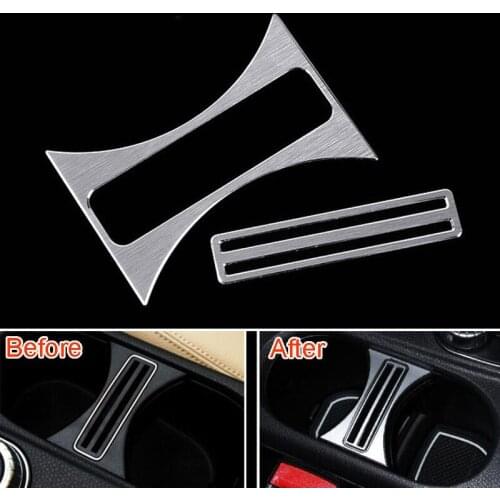 Car Decor Console Center Water Cup Holder Cover Frame Trim Cover For Benz GLA200 2015 Car Styling Sticker
