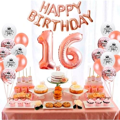 Happy Birthday Party Decorations Supplies Sweet 16 Party Decorations Number 16 Balloons Birthday Party Décor For Adult