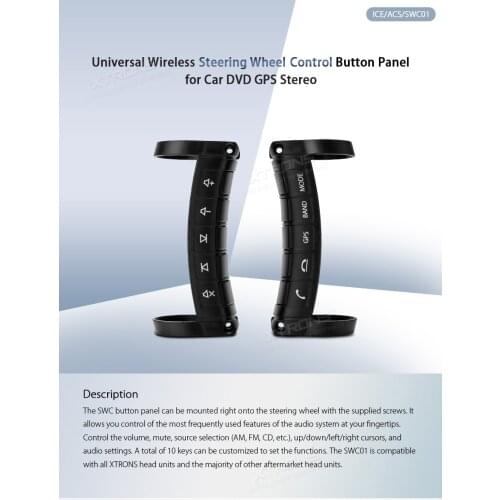TRONS ICE/ACS/SWC01 Universal Wireless Steering Wheel Control Button Panel for XTRONS Car DVD GPS Stereo