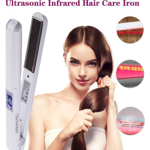 Ultrasonic Infrared LCD Hair Care Iron Professional Hair Treatment Warm Irons Treatment Recovers Damaged Hair Straightener Steam