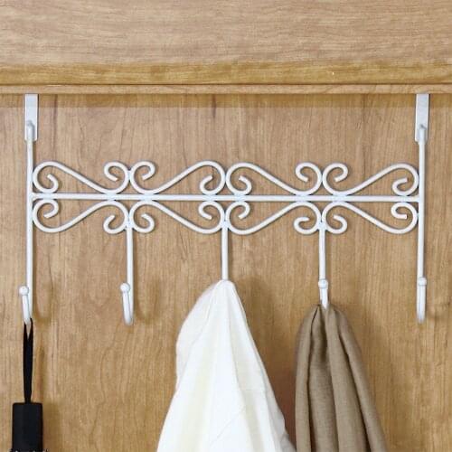 5 Hooks Over Door Bathroom Hanger Coat Clothes Hat Bag Towel Hanging Rack Holder Clothing Rack Hanger Organizer
