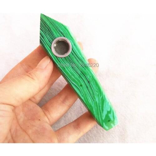 Green Malachite Smoking pipe Crystal Quartz Stones Tobacco Holder Cigarette Filters Party