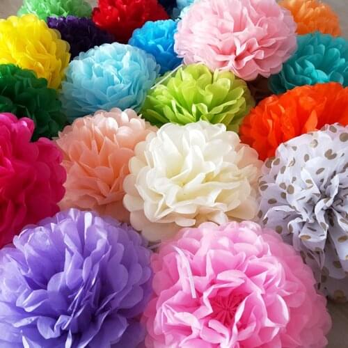 1pc 6inch 15cm Handmade Tissue Paper Pom Poms Paper Flower Ball Pompom for Home Garden Wedding Birthday&Wedding Car Decoration