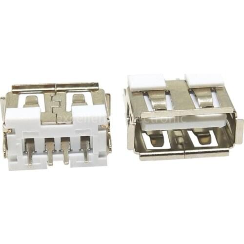 100 Pcs New USB 2.0 Female Type A 4 Pin PCB Connector 180 Degree DIY