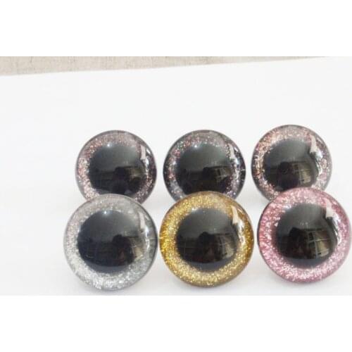 100pcs/lot new26mm-28mm-30MM-40MM round shape clear plastic safety toy eyes +glitter fabric+ hard washer size& color option --N6