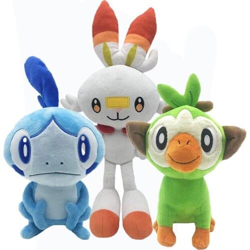 3Pcs/lot Scorbunny Plush Doll Anime Game Cartoon Azul Grookey Peluches Toy Animal Rabbit Stuffed Toy for Children Christmas Gift